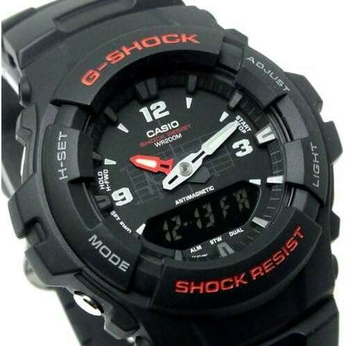 ROOK JAPAN:CASIO G-SHOCK EL BACKLIGHT BLACK ANALOG DIGITAL MEN WATCH G-100-1B,JDM Watch,Casio G-Shock