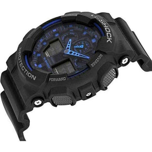 ROOK JAPAN:CASIO G-SHOCK ANTI-MAGNETIC (JIS 1) ANALOG DIGITAL DIAL BLACK & BLUE MEN WATCH GA-100-1A2,JDM Watch,Casio G-Shock