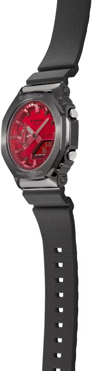 CASIO G-SHOCK METAL COVERED ANALOG DIGITAL BLACK & RED MEN WATCH GM-2100B-4AJF