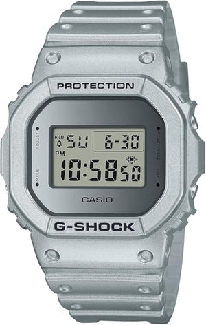 CASIO G-SHOCK FORGOTTEN FUTURE SERIES DAY-DATE DIGITAL SILVER MEN WATCH DW-5600FF-8JF