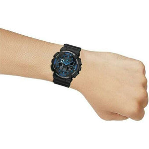 ROOK JAPAN:CASIO G-SHOCK ANTI-MAGNETIC (JIS 1) ANALOG DIGITAL DIAL BLACK & BLUE MEN WATCH GA-100-1A2,JDM Watch,Casio G-Shock