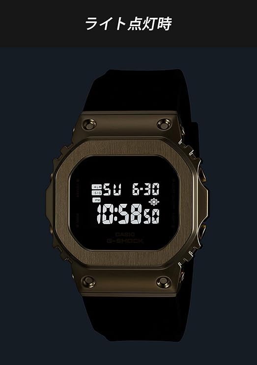 CASIO G-SHOCK MID-SIZE MODEL METAL COVERED DIGITAL BLACK & GOLD LADIES WATCH GM-S5600UGB-1JF