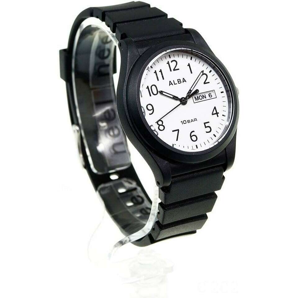 ROOK JAPAN:ALBA SPORTS ANALOG BLACK RUBBER STRAP WHITE DIAL MEN WATCH AQPJ410,Fashion Watch,ALBA