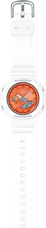 CASIO G-SHOCK PRECIOUS HEART SELECTION MID-SIZE MODEL WHITE & ORANGE LADIES WATCH GMA-S2100WS-7AJF