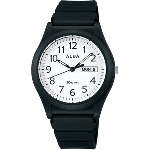 ROOK JAPAN:ALBA SPORTS ANALOG BLACK RUBBER STRAP WHITE DIAL MEN WATCH AQPJ410,Fashion Watch,ALBA