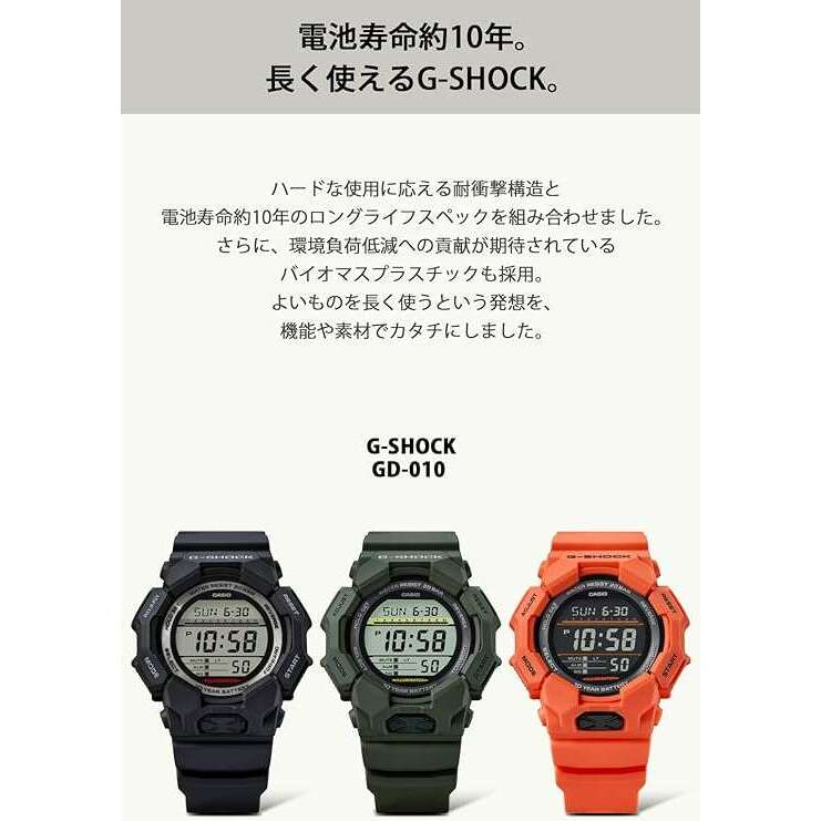 ROOK JAPAN:CASIO G-SHOCK LONGLIFE BATTERY KHAKI RESIN STRAP DIGITAL DIAL MEN WATCH GD-010-3JF,JDM Watch,Casio G-Shock