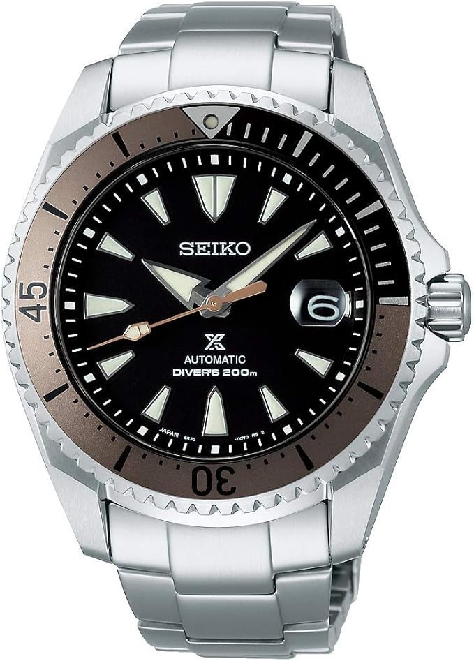 SEIKO PROSPEX SHOGUN MECHANICAL AUTOMATIC SILVER & BLACK MEN WATCH SBDC129