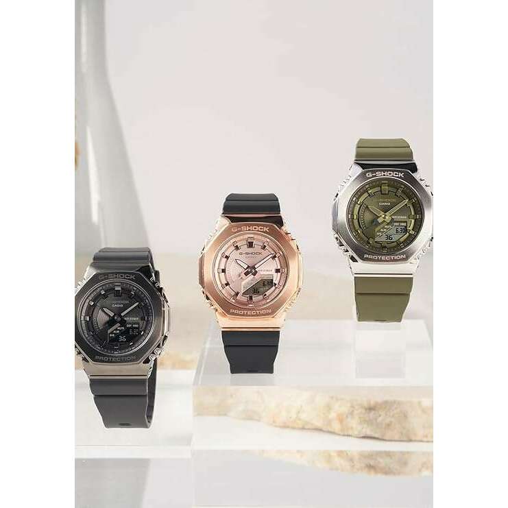 ROOK JAPAN:CASIO G-SHOCK MID-SIZE MODEL METAL COVERED BLACK & PINK GOLD LADIES WATCH GM-S2100PG-1A4JF,JDM Watch,Casio G-Shock