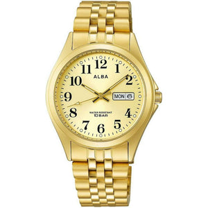 ROOK JAPAN:ALBA ANALOG LUMIBRITE GOLD STRAP WHITE DIAL MEN WATCH AQGK469,Fashion Watch,ALBA