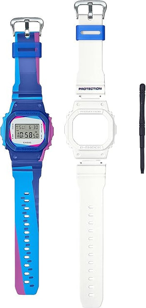 CASIO G-SHOCK INTERCHANGEABLE PARTS WHITE / MULTICOLORED MEN WATCH DWE-5600PR-2JR