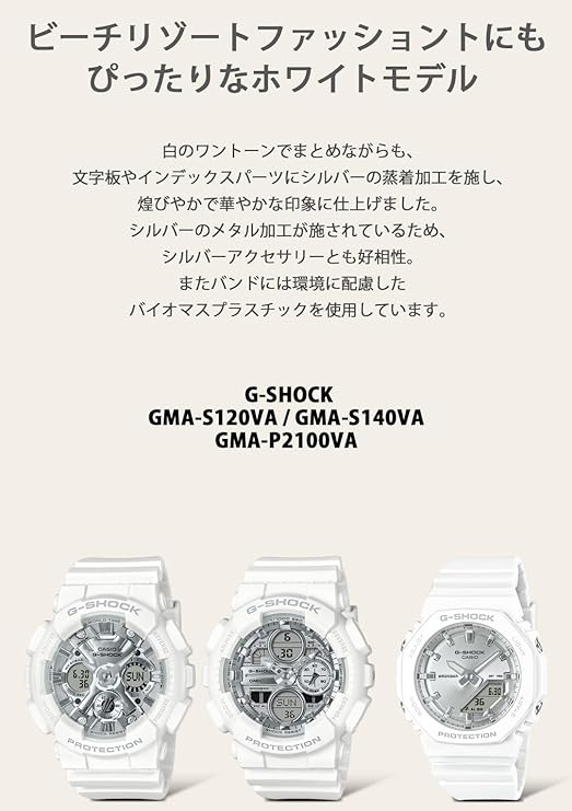 CASIO G-SHOCK ANALOG DIGITAL WHITE & SILVER LADIES WATCH GMA-P2100VA-7AJF