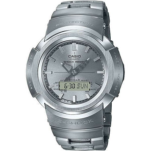 ROOK JAPAN:CASIO G-SHOCK RADIO SOLAR FULL METAL ANALOG DIGITAL SILVER MEN WATCH AWM-500D-1A8,JDM Watch,Casio G-Shock