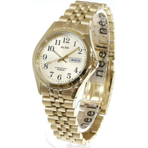 ROOK JAPAN:ALBA ANALOG LUMIBRITE GOLD STRAP WHITE DIAL MEN WATCH AQGK469,Fashion Watch,ALBA