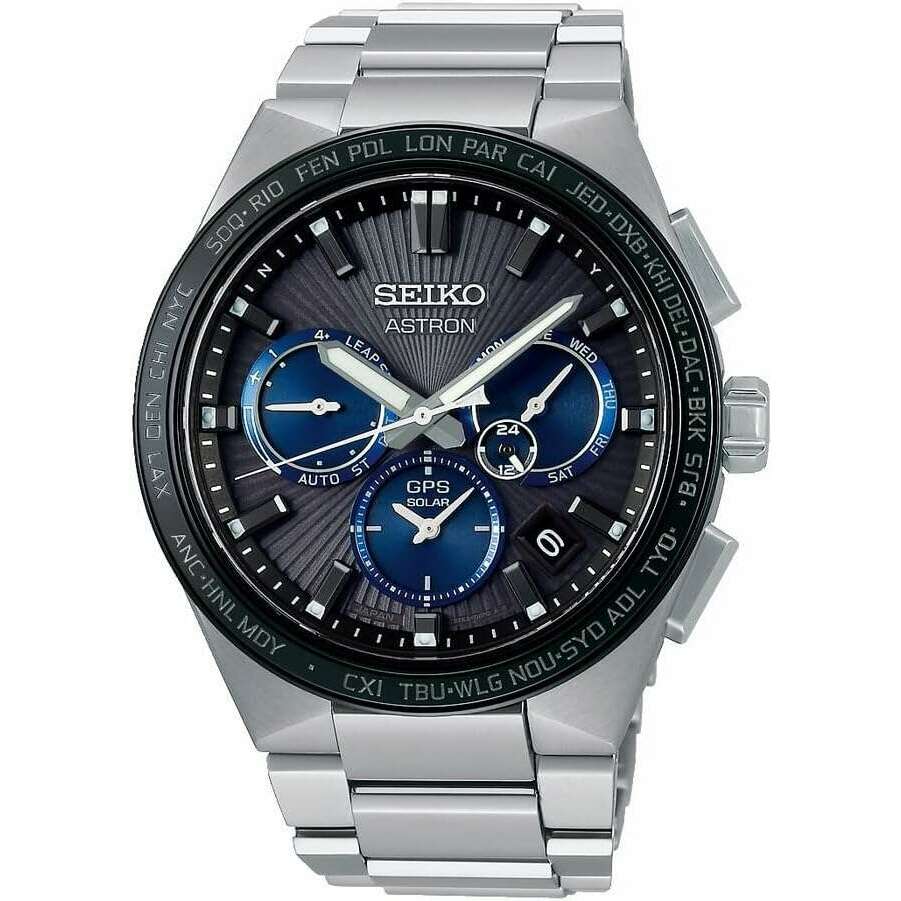 SEIKO ASTRON NEXTER NOVA TITANIUM GPS SOLAR RADIO WAVE SILVER MEN WATCH SBXC119