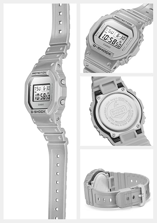 CASIO G-SHOCK FORGOTTEN FUTURE SERIES DAY-DATE DIGITAL SILVER MEN WATCH DW-5600FF-8JF