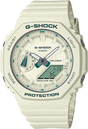 CASIO G-SHOCK MID-SIZE MODEL ANALOG DIGITAL WHITE & GREEN LADIES WATCH GMA-S2100GA-7AJF