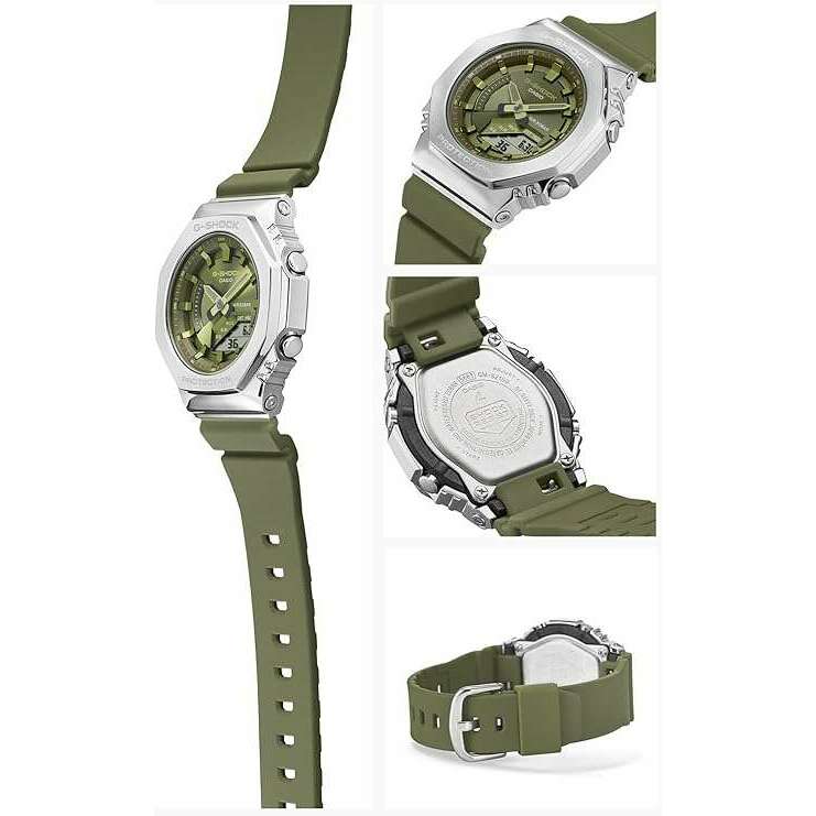 ROOK JAPAN:CASIO G-SHOCK METAL COVERED SILVER & KHAKI ANALOG DIGITAL LADIES WATCH GM-S2100-3AJF,JDM Watch,Casio G-Shock