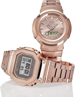 CASIO G-SHOCK FULL METAL RADIO SOLAR PINK GOLD ANALOG DIGITAL MEN WATCH AWM-500GD-4AJF