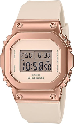 CASIO G-SHOCK MID-SIZE MODEL METAL COVERED DIGITAL PINK BEIGE & GOLD LADIES WATCH GM-S5600UPG-4JF