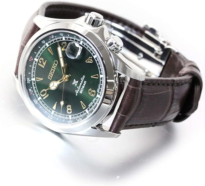 SEIKO PROSPEX ALPINIST MECHANICAL AUTOMATIC LEATHER BELT BROWN & GREEN MEN WATCH SBDC091