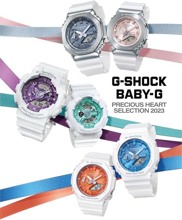 CASIO G-SHOCK PRECIOUS HEART SELECTION MID-SIZE MODEL WHITE & ORANGE LADIES WATCH GMA-S2100WS-7AJF