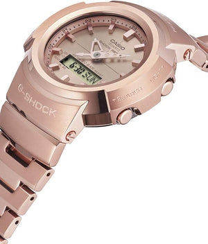 CASIO G-SHOCK FULL METAL RADIO SOLAR PINK GOLD ANALOG DIGITAL MEN WATCH AWM-500GD-4AJF