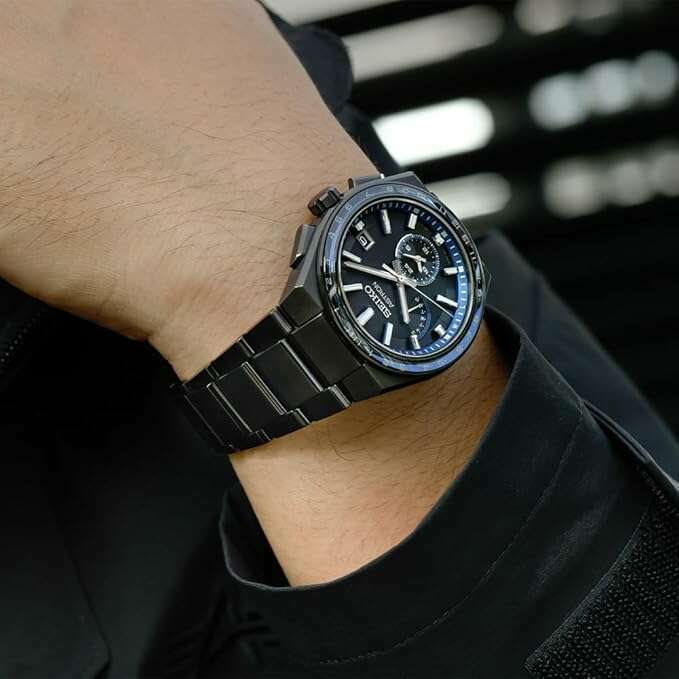 SEIKO ASTRON NEXTER SOLAR RADIO BLACK & BLUE MEN WATCH SBXY041