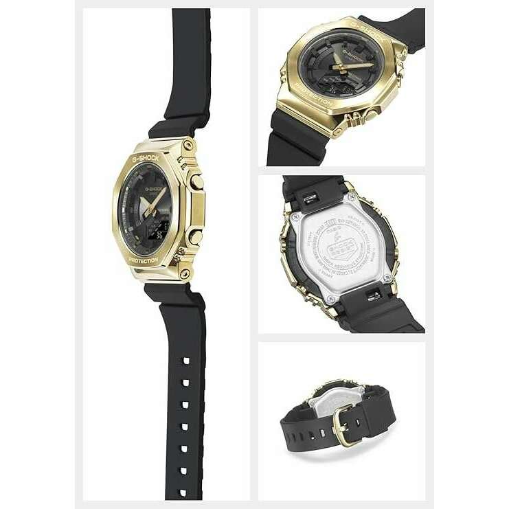 ROOK JAPAN:CASIO G-SHOCK MID-SIZE MODEL METAL COVERED BLACK & GOLD UNISEX WATCH GM-S2100GB-1AJF,JDM Watch,Casio G-Shock