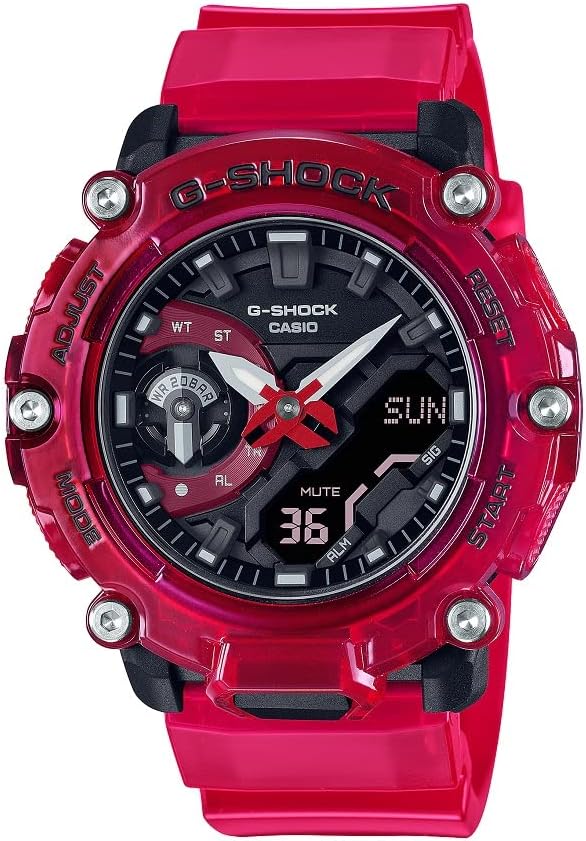 CASIO G-SHOCK SOUND WAVE SERIES ANALOG DIGITAL RED SKELETON MEN WATCH GA-2200SKL-4AJF