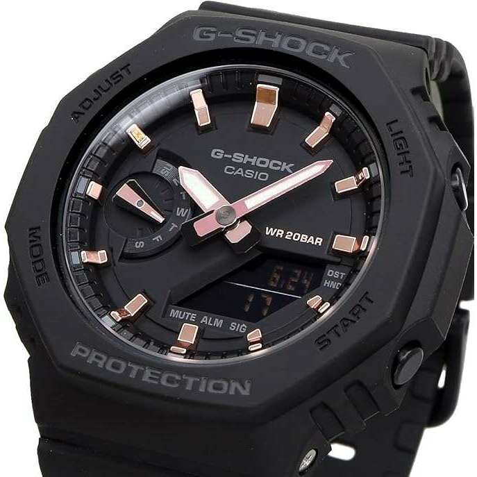 ROOK JAPAN:CASIO G-SHOCK OCTAGON DESIGN BLACK & PINK GOLD UNISEX WATCH GMA-S2100-1A,JDM Watch,Casio G-Shock