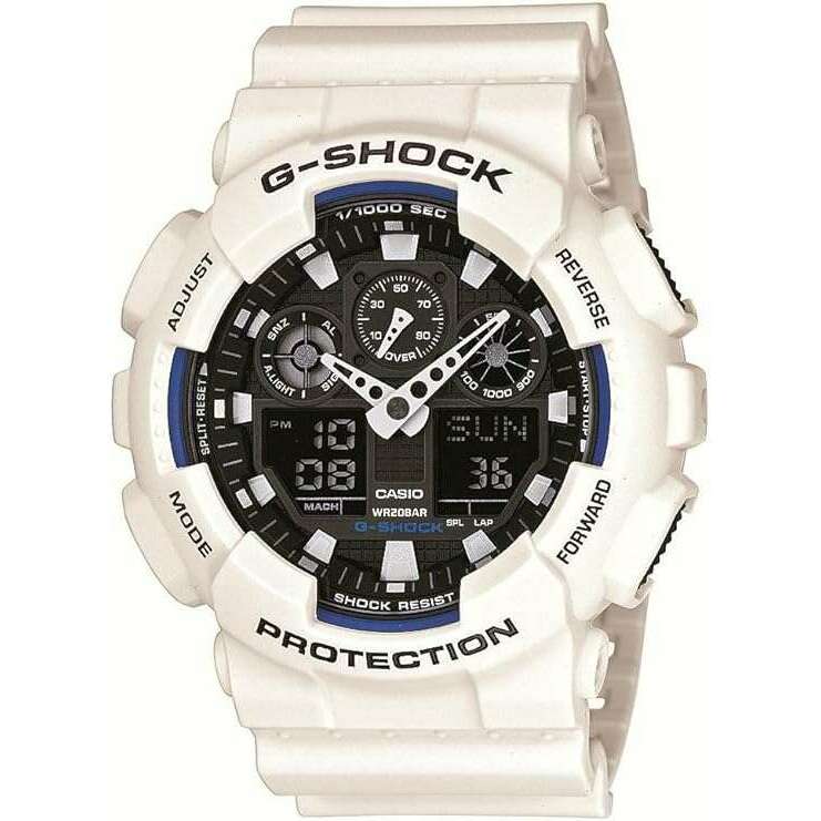 ROOK JAPAN:CASIO G-SHOCK WHITE RUBBER STRAP BLACK ANALOG DIAL MEN WATCH GA-100B-7AJF,JDM Watch,Casio G-Shock