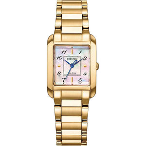 ROOK JAPAN:CITIZEN L SQUARE COLLECTION ECO-DRIVE WARM GOLD STRAP PEARLY DIAL LADIES WATCH EW5603-89Y,JDM Watch,Citizen L