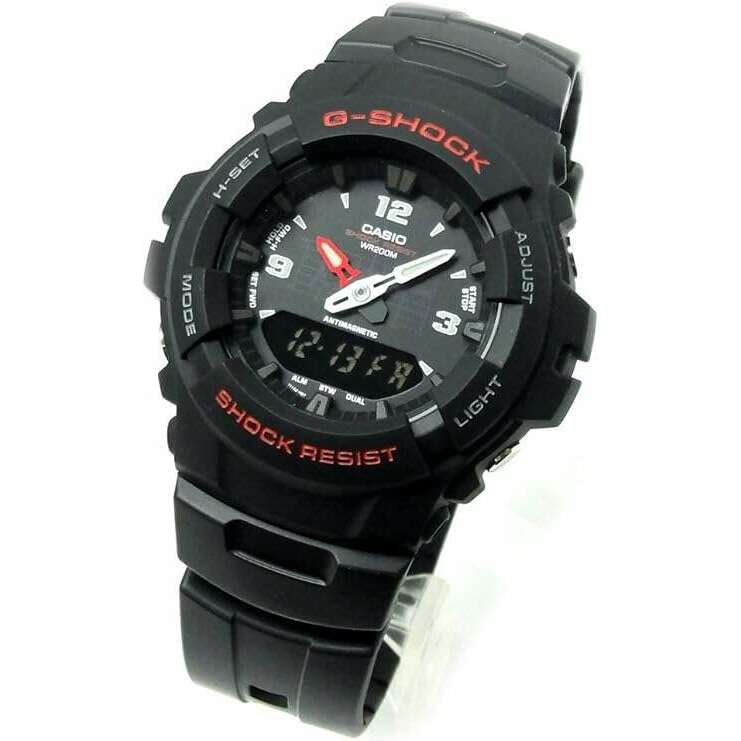 ROOK JAPAN:CASIO G-SHOCK EL BACKLIGHT BLACK ANALOG DIGITAL MEN WATCH G-100-1B,JDM Watch,Casio G-Shock