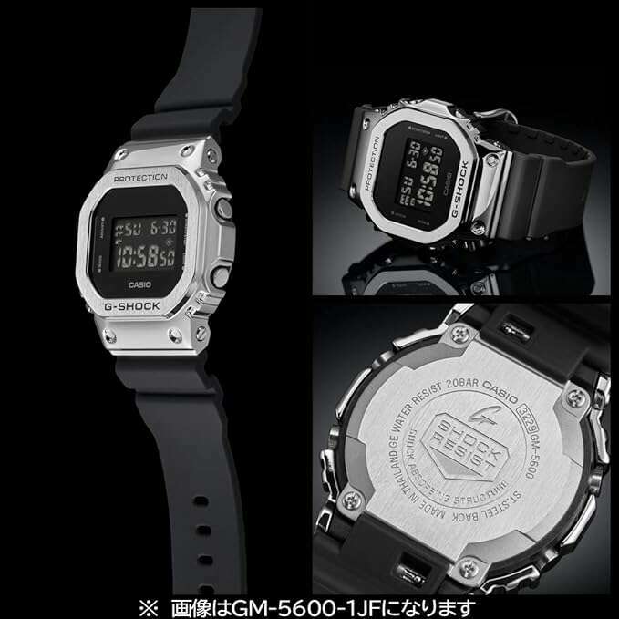 ROOK JAPAN:CASIO G-SHOCK METAL COVERED BLACK & SILVER DIGITAL MEN WATCH GM-5600-1JF,JDM Watch,Casio G-Shock