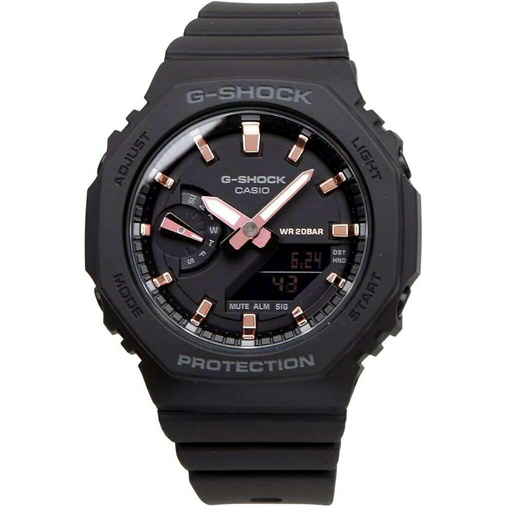 ROOK JAPAN:CASIO G-SHOCK OCTAGON DESIGN BLACK & PINK GOLD UNISEX WATCH GMA-S2100-1A,JDM Watch,Casio G-Shock