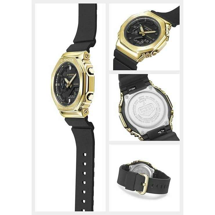 ROOK JAPAN:CASIO G-SHOCK METAL COVERED BLACK RUBBER STRAP GOLD MEN WATCH GM-2100G-1A9JF,JDM Watch,Casio G-Shock