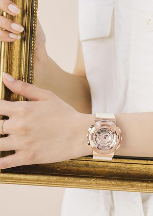 CASIO G-SHOCK MID-SIZE MODEL METAL COVERED PINK BEIGE & GOLD LADIES WATCH GM-S110PG-4AJF