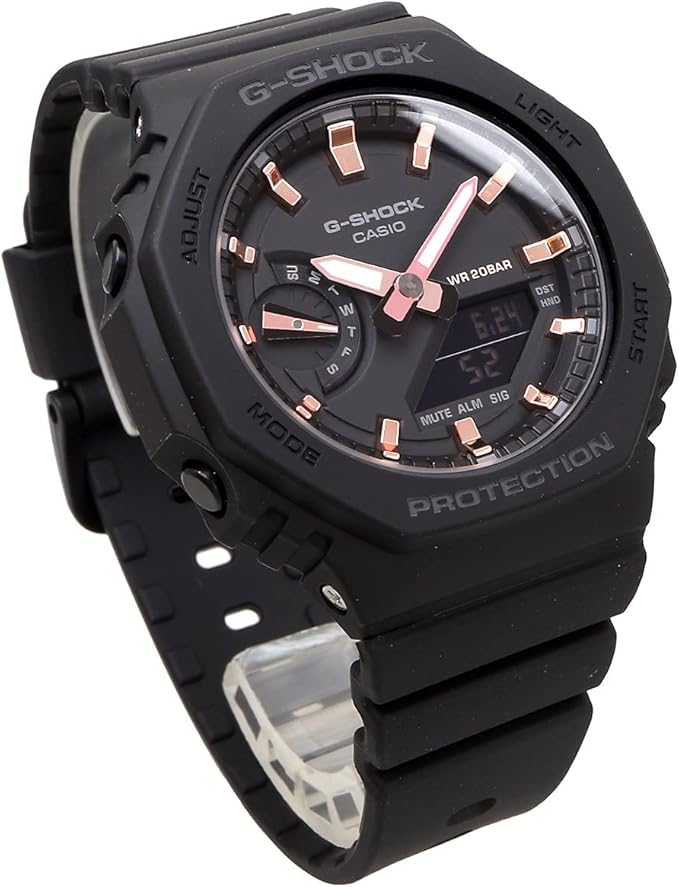 CASIO G-SHOCK OCTAGON DESIGN BLACK & PINK GOLD UNISEX WATCH GMA-S2100-1A