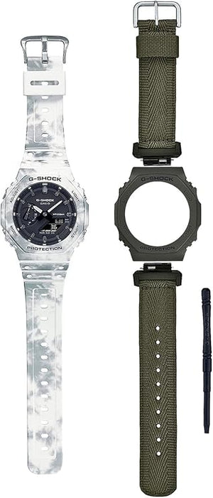 CASIO G-SHOCK INTERCHANGEABLE PARTS GRUNGE SNOW CAMOUFLAGE MEN WATCH GAE-2100GC-7AJR