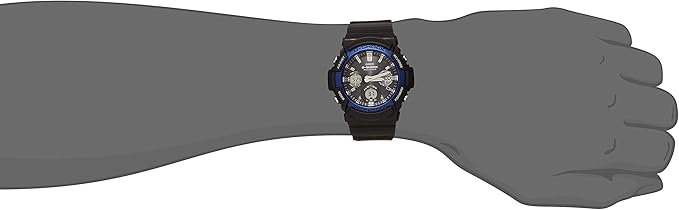 CASIO G-SHOCK RADIO SOLAR ANALOG DIGITAL DIAL BLACK & BLUE MEN WATCH GAW-100B-1A2JF