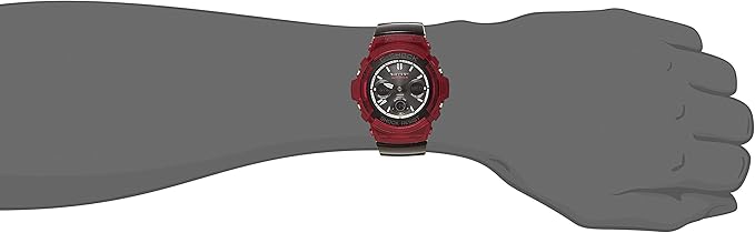 CASIO G-SHOCK RADIO SOLAR ANALOG DIGITAL BLACK & RED MEN WATCH AWG-M100SRB-4AJF