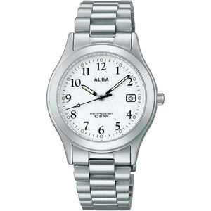 ROOK JAPAN:ALBA LUMIBRITE ANALOG SILVER STRAP WHITE DIAL MEN WATCH AQGK475,Fashion Watch,ALBA