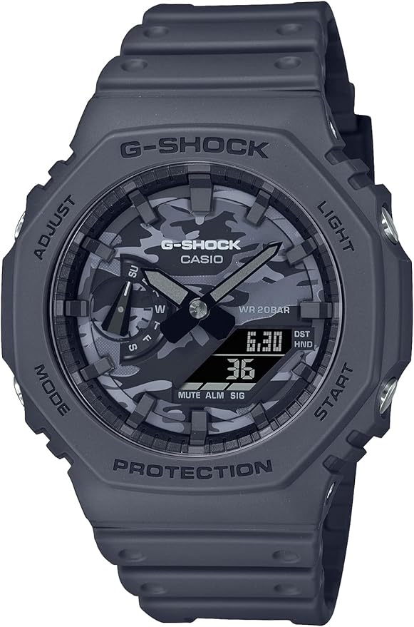 CASIO G-SHOCK DIAL CAMO UTILITY GREY ANALOG DIGITAL MEN WATCH GA-2100CA-8AJF