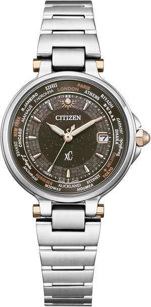 CITIZEN XC ECO-DRIVE RADIO CONTROLLED BROWN DIAL LADIES WATCH (1800 LIMITED) EC1010-65H