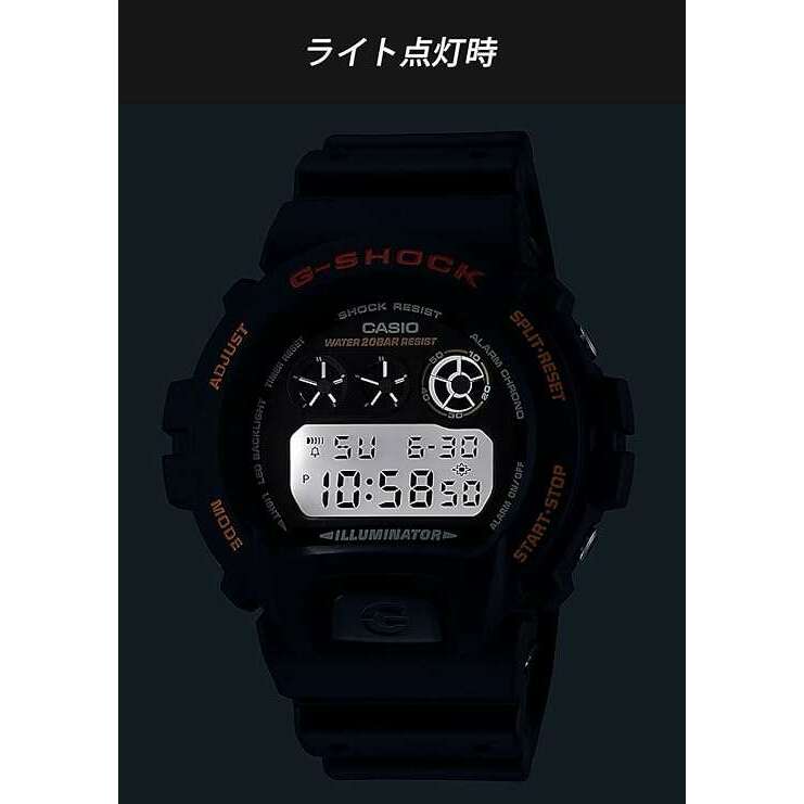 ROOK JAPAN:CASIO G-SHOCK DAY-DATE DIGITAL DIAL RESIN STRAP BLACK & ORANGE MEN WATCH DW-6900UB-9JF,JDM Watch,Casio G-Shock