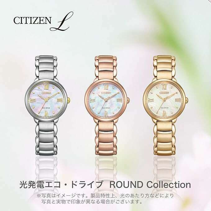 ROOK JAPAN:CITIZEN L ROUND COLLECTION ECO-DRIVE PINK GOLD STRAP PEARLY DIAL LADIES WATCH EM0928-84D,JDM Watch,Citizen L