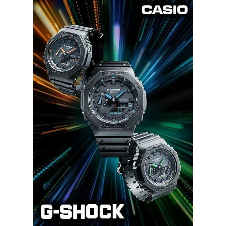 ROOK JAPAN:CASIO G-SHOCK NEON ACCENT SERIES ANALOG DIGITAL BLACK & BLUE MEN WATCH GA-2100-1A2JF,JDM Watch,Casio G-Shock