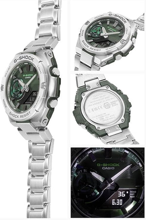 CASIO G-SHOCK G-STEEL BLUETOOTH SILVER & GREEN MEN WATCH GST-B500AD-3AJF