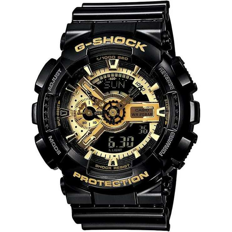 ROOK JAPAN:CASIO G-SHOCK DAY-DATE ANALOG DIGITAL DIAL BLACK & GOLD MEN WATCH GA-110GB-1AJF,JDM Watch,Casio G-Shock