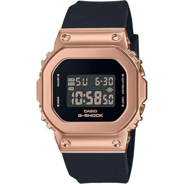 ROOK JAPAN:CASIO G-SHOCK MID-SIZE MODEL METAL COVERED DIGITAL BLACK & PINK GOLD LADIES WATCH GM-S5600UPG-1JF,JDM Watch,Casio G-Shock